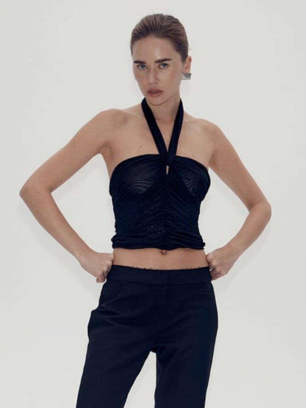 HENNE Raveena Mesh Halter Top